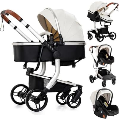 3-in-1 Kinderwagen met Omkeerbare Duwmodus en Opvouwbaar Ontwerp voor Pasgeborenen