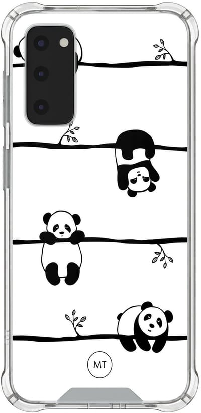 Hoesje (shockproof) geschikt voor Samsung Galaxy S20 FE - Panda - Extra sterke case - TPU/polycarbonaat - Print - Zwart, Wit, Transparant