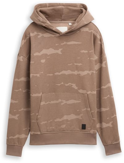Tom Tailor - Oversized hoodiesweatshirt met all-over print - Maat 128 - spotted taupe design
