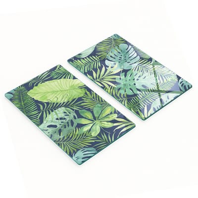 Multifunctionele decoratieve glazen borden met tropische bladeren, 2x30x52 cm