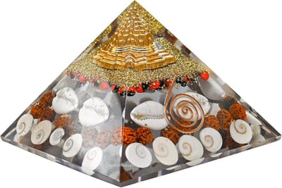 Grote Orgoniet Piramide met Yogische Symbolen voor Harmonie en Rijkdom