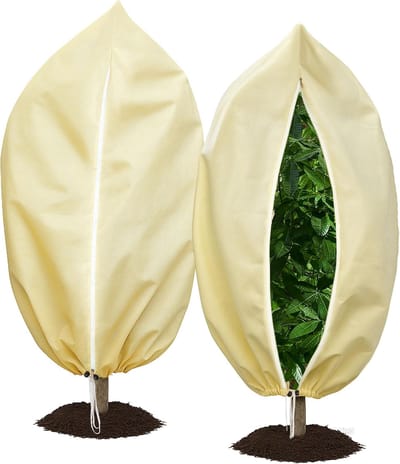 Plantenhoes - 2 Stuk - Plantbescherming - UV bescherming – Plantenhoes tegen vorst - Beschermhoes Winter Boom/Plant - Antivries - Vorstbescherming plant - Met Rits en Aantrekkoord - Voor Planten en Struiken - 80*120cm