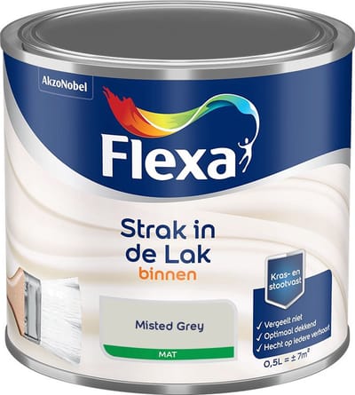 Flexa - Strak In De Lak Binnenlak Mat - Misted Grey - Mengverf - 500 Ml