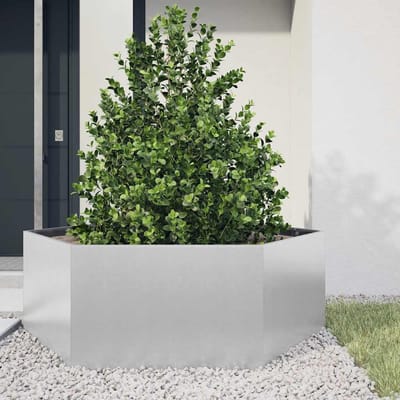 vidaXL - Plantenbak - zeshoek - 138x120x45 - cm - gegalvaniseerd - staal