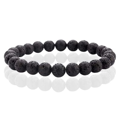 Natuursteen Armband met 8mm Kralen Memphis - Lava