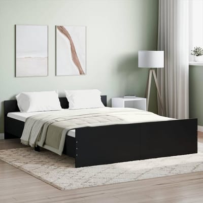 Bedframe Hout - Houten bedbasis - Goede nachtrust - Hoofd en voeteneinde - 150 x 200 cm - Zwart