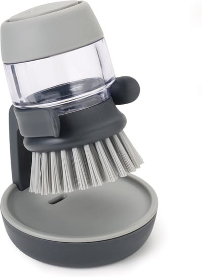 Joseph Joseph Palm Scrub Afwasborstel met Zeepreservoir & Houder - Grijs