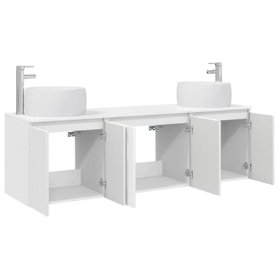 vidaXL - Badkamerkast - set - 3 - st - Hoogglans - Wit - 49,5 - x - 44,5 - x - 66 - cm