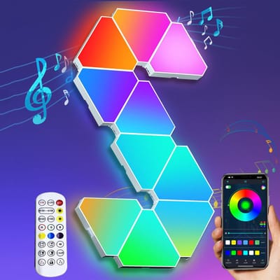 Rosnek Triangle RGB Wandlamp Binnen met WiFi, APP, Afstandsbediening en Google Home & Alexa - 5V USB - voor Gamer & Slaapkamer Sfeerlamp - 3 Stuks