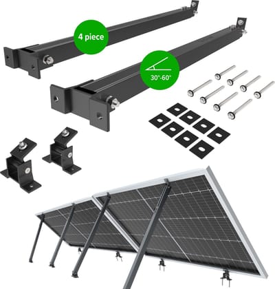 NuaSol Zonnepaneel Beugel - voor Zonnepanelen Balkon - Zonnepaneel Montage - Aluminium - Hoek 30-60° - Montageset - Zwart - Set van 2