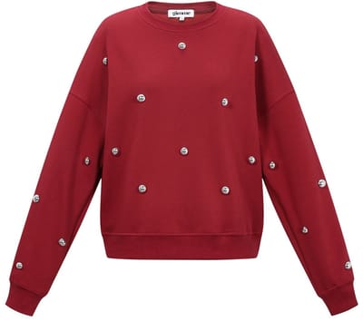 Comfortabele Gebreide Katoenen Dames Longsleeve met Polkadots - Zwart - Maat M