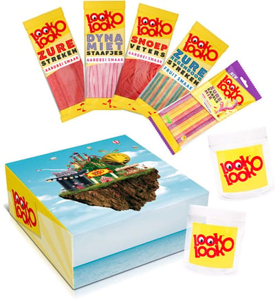 Look O Look Favourites mix snoeppakket - 600g - cadeaudoos met zure snoepjes, snoepveters en snoepstaafjes - snoep mix met fruitsmaak - snoep traktatie