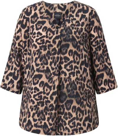 Ulla Popken - Dames - Lyocell tuniek leodesign V-hals 3/4-mouw - Dennenbruin - Maat 42+