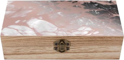 Houten Opbergdoos - Kist Organizer - Sieraden Opbergen - Marmer Rose Goud Look - 20x9x6 cm - Niet gespecificeerd