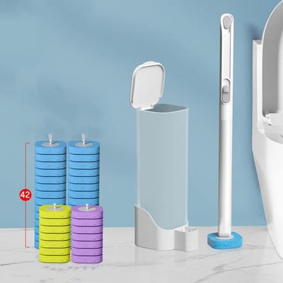 Ensemble de brosses de toilette jetables pour nettoyer sans impasses, artefacts ménagers, brosse de toilette murale remplaçable pour lavage de tête 41.5cm