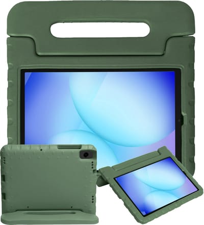 Hoesje - Geschikt voor Samsung Galaxy Tab A11 - Kinderhoes Shockproof Bumper - Kidsproof Case - Tablethoes - Kinder Hoes Cover - Donkergroen