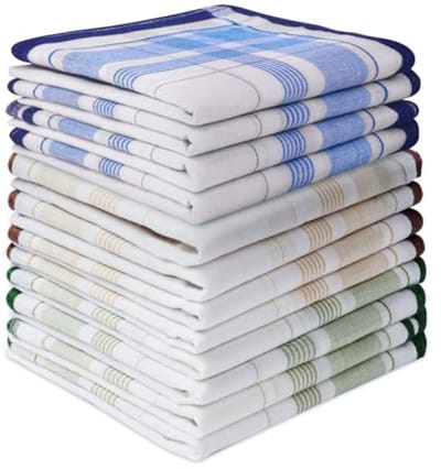 PromoHome Herenzakdoeken 12-Pack - Katoenen Zakdoeken Set - Klassieke Pochetzakdoeken voor Mannen en Vrouwen - 40x40 cm