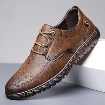 Nieuwe Leren Schoenen voor Heren Ox Pees Zool Zacht Leer Zachte Zool Veelzijdige Casual Ademende Britse Schoenen Zakelijk Casual Schoenen 43 gray