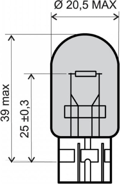 gloeilamp 12v 21w fitting type t20 wit rms voor motor auto per stuk nieuw