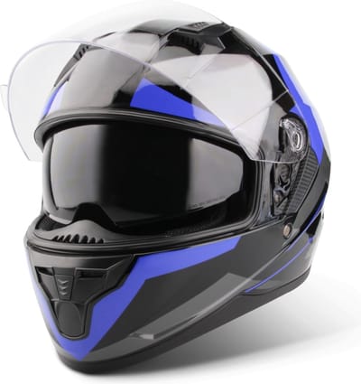 VINZ Becket Integraalhelm met Zonnevizier - ECE 22.06 Gekeurde Helm Motor, Scooter, Brommer - Blauw - S