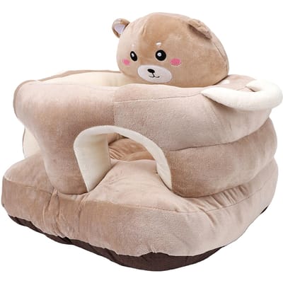 Siège Auto Bébé Peluche Mignon Animal Dessin Animé Support Dorsal Bébé Chaise de Sol Bébé Canapé pour S'asseoir Ours beige
