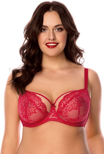 Vivisence damesbeha tule net kanten strikcups 1044, rood, 80d