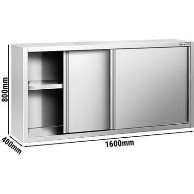 GGM Gastro Edelstahl Wandhängeschrank PREMIUM - 1600x400mm - mit Schiebetür - 800mm hoch