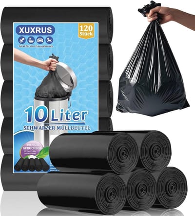 Zwarte Vuilniszakken 10 Liter - Scheurvast en Ondoorzichtig voor Badkamer - 120 Stuks