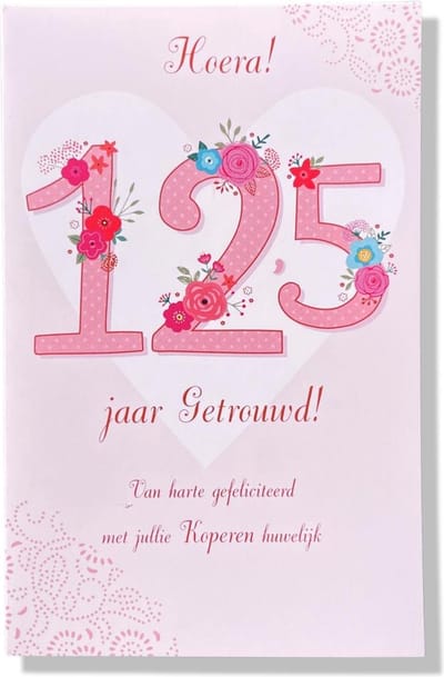 Getrouwd! Luxe huwelijk wenskaart 12,5 jarig jubilieum - 12x17cm - Gevouwen kaart inclusief envelop - Huwelijkskaart
