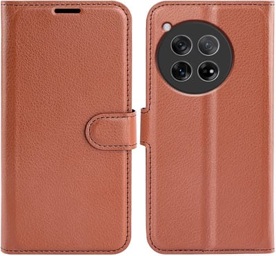 Coverup Hoesje - Geschikt voor OnePlus 12 Hoesje - Coverup Book Case - Bruin