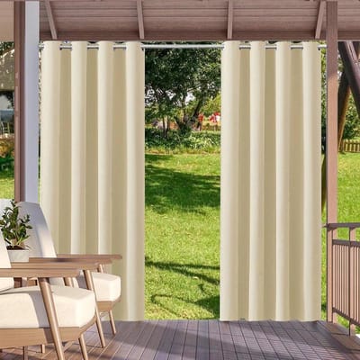 Outdoorgordijn Waterdicht - Terrasgordijn Buitengordijn - Bescherming Buiten - UV-blokkerend Hittebestendig - 274 x 132 cm - Beige