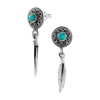 WeLoveSilver - zilveren oorstekers - turkoois hanger - veer detail