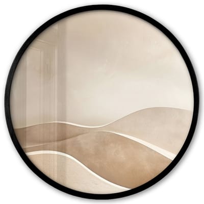 Poster in lijst Rond - Fotolijst 40x40 cm - Posters - Beige - Natuur - Abstract - Modern - Ronde posterlijst zwart - Decoratie - Wanddecoratie woonkamer - Muurdecoratie slaapkamer