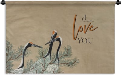 Wandkleed - Wanddoek - Quotes - I love you - Spreuken - Japandi - 180x120 cm - Wandtapijt