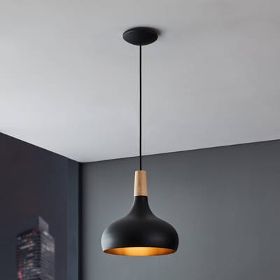 EGLO Sabinar Hanglamp - E27 - Ø 28 cm - Zwart/Bruin