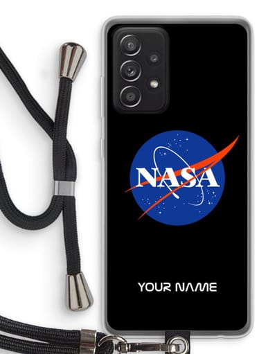 Gepersonaliseerd - Case Company® - Hoesje met koord geschikt voor Samsung Galaxy A52 hoesje met Koord - NASA - Telefoonhoesje met Zwart Koord - Bescherming aan alle Kanten en Over de Schermrand
