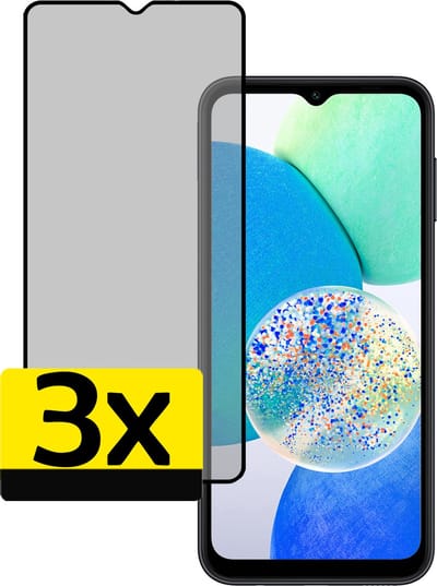 Screenprotector - Geschikt voor Samsung Galaxy A14 - 3 Stuks - Privacy Filter - Beschermglas - Gehard Glas - Tempered Glass - Screen Protector