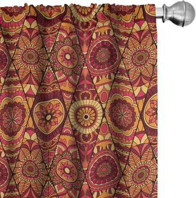 ABAKUHAUS Mandala gordijnen – Geometrische bloemmotieven – 2x75x245 cm – Veelkleurig