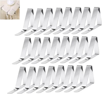 TOVBMUP 24 Stuks Tafellakenklemmen - Tischdeckenklammer - 4.5x9x1.2cm - Geschikt voor binnen en buiten gebruik bij picknicks, bruiloften, feestjes en diners - Roestvrij staal