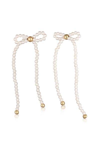 Elli PREMIUM - Oorbellen - Dames Oor hanger lus trend met schelpkern parels in 925 sterling zilver verguld - Dames