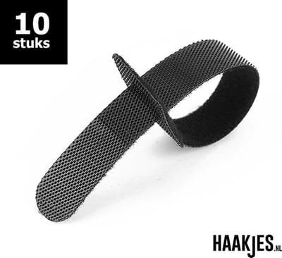 Klittenband kabelbinder - Herbruikbare klittenband kabelbinders - Klittenband Kabelbinders - Kabelbinder - Herbruikbaar - Kabel Organizer - Kabel Management - Kabel organiser - 10 Stuks - Zwart - 15cm lang -
