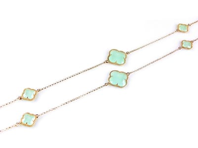 model Fiori gesloten klavers collier in zilver roze verguld muntgroene klavers