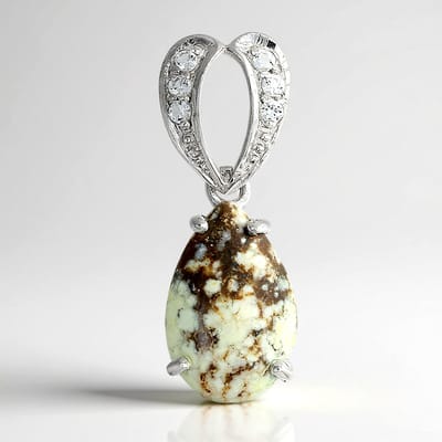 Cavill - Zilveren Hanger - 925 Zilver - 4,05 ct Peervormige Magnesiet & 0,151 ct Witte Topaas - Elegante Druppelvorm