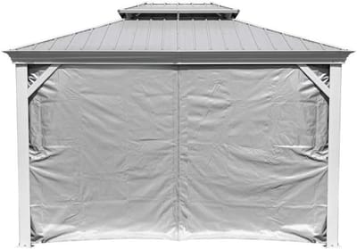 Tuinpaviljoen Met Zijpanelen - Feesttent Overkapping - Buitenfeesten Organiseren - Inclusief Gordijnen - 300 x 360 cm - Champagne