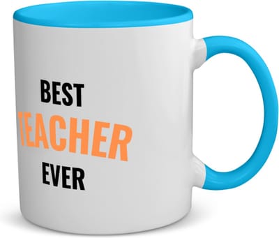 Akyol - best teacher ever koffiemok - theemok - blauw - Docent - de beste leraar/lerares - juf - meester - verjaardagscadeau - verjaardag - cadeau - afscheidscadeau - geschenk - leuke cadeau - kado - gift - juffendag - meesterdag - 350 ML inhoud