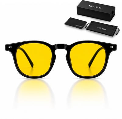 Melato Dusk Blauw Licht Bril - Dagbril - 99% Blauwlichtfilter - Computerbril - Gele Lens - UV400 - Premium - Acetaat Frame - ANSI & ISO Gecertificeerd - Wetenschappelijk Getest - Blauwlichtbril - Inclusief Luxe Doos, Pouch & Doekje
