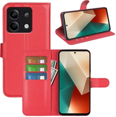 MobyDefend Hoesje - Geschikt voor Xiaomi Redmi Note 13 5G - Kunstleren Wallet Book Case (Sluiting Voorkant) - Rood