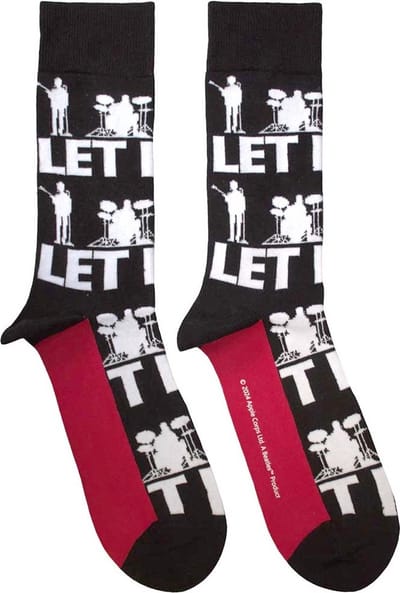 The Beatles - Let It Be Silhouettes Repeat Sokken - Zwart
