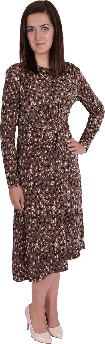 John Zack - Zwart met bruine jurk met luipaardprint / S
