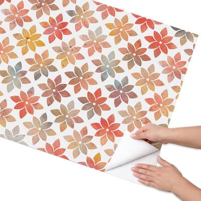 Coloray Meubel Wrap Folie - Oranje Meubelfolie - 75x150 cm - Meubelfolie Zelfklevend Herfstmozaïek - Wrapfolie Keuken - Abstract Meubelfolie - Decoratiefolie - Tafeldecoratie - Achtergronden en patronen